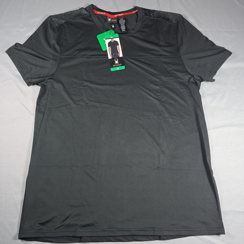Spyder Active Shirt Mens Size XL Black Short Sleeve Performance